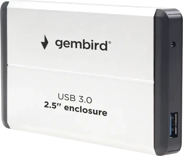 Cutie Externa Gembird EE2-U3S-2-S pentru HDD SSD SATA de 2.5 inch, Interfața USB 3.2 Gen 1, Carcasa din Aluminiu, Argintiu, Chipset JMS578
