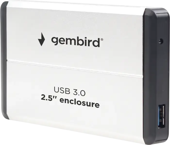 Cutie Externa Gembird EE2-U3S-2-S pentru HDD SSD SATA de 2.5 inch, Interfața USB 3.2 Gen 1, Carcasa din Aluminiu, Argintiu, Chipset JMS578