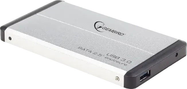 Cutie Externa Gembird EE2-U3S-2-S pentru HDD SSD SATA de 2.5 inch, Interfața USB 3.2 Gen 1, Carcasa din Aluminiu, Argintiu, Chipset JMS578