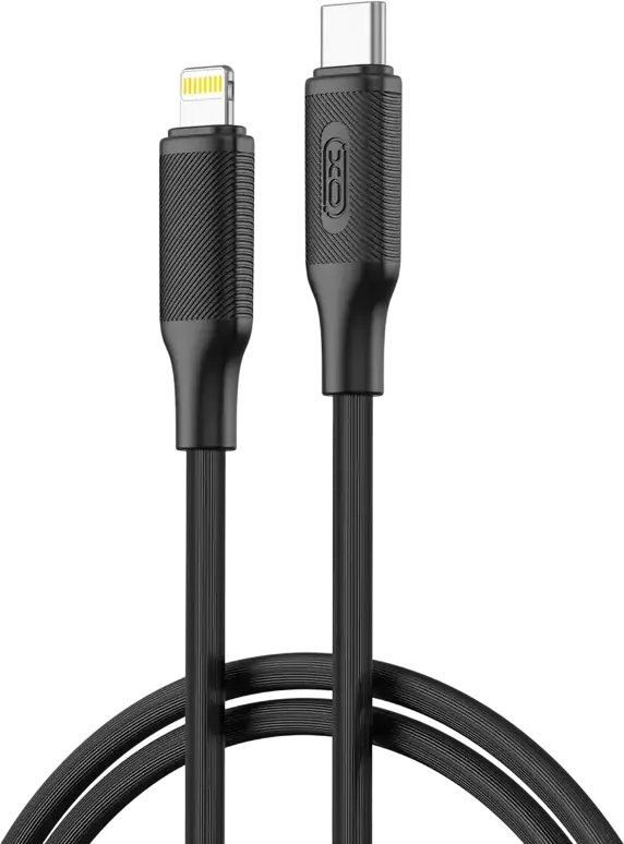 XO NB-Q265A USB-C to Lightning Fast Charging Cable, 27W Power Delivery PD, 480Mbps Data Sync, Reinforced Silicone, 1m, Black