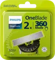 Philips OneBlade QP420/50 Set 2 Lame de Rezerva 360, Lama Flexibila din Otel Inoxidabil pentru Tundere si Barasit, Wet and Dry, Compatibila OneBlade Pro