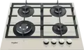 Встраиваемая газовая варочная панель Whirlpool GOFL 629, Бежевый, 4 конфорки с конфоркой WOK, поверхность из закаленного стекла, чугунные решетки, 590x510 мм