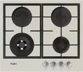 Встраиваемая газовая варочная панель Whirlpool GOFL 629, Бежевый, 4 конфорки с конфоркой WOK, поверхность из закаленного стекла, чугунные решетки, 590x510 мм
