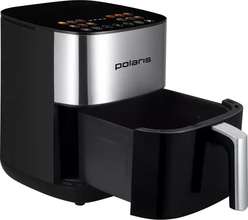 Polaris PAF 6006DW Air Fryer Aerogrill, 2000W, 6L Non-Stick Bowl, 12 Auto Programs, Smartphone Control, Touch Display, Black Stainless Steel