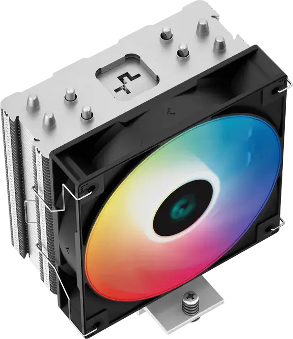 Кулер для процессора Deepcool AG400, одноцветная подсветка, TDP 220Вт, 4 тепловые трубки по 6мм с прямым контактом, PWM вентилятор 120мм, гидродинамический подшипник, Intel LGA1851/1700/1200/115x и AMD AM5/AM4