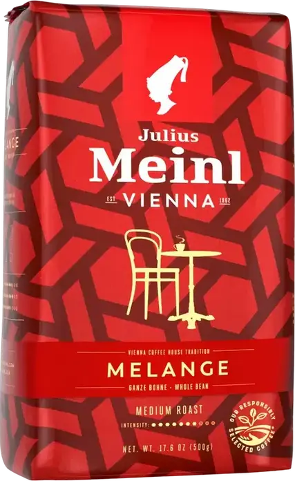 Кофе в зернах Julius Meinl Vienna Melange, 500 г, средняя обжарка, смесь арабики и робусты, вкус шоколада и фундука, венская кофейная традиция