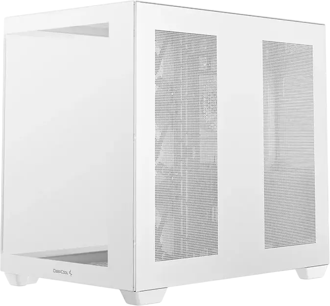 Deepcool CG530 4F ATX Mid Tower Case, White, Pillarless Fishtank Tempered Glass, 4 ARGB PWM Fans, Support for 360mm Radiator, ATX/M-ATX/ITX