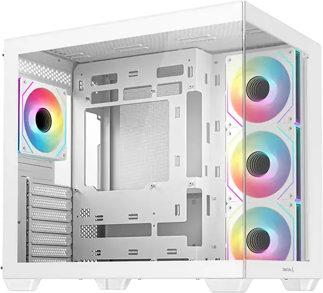 Deepcool CG530 4F ATX Mid Tower Case, White, Pillarless Fishtank Tempered Glass, 4 ARGB PWM Fans, Support for 360mm Radiator, ATX/M-ATX/ITX