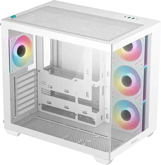 Deepcool CG530 4F ATX Mid Tower Case, White, Pillarless Fishtank Tempered Glass, 4 ARGB PWM Fans, Support for 360mm Radiator, ATX/M-ATX/ITX