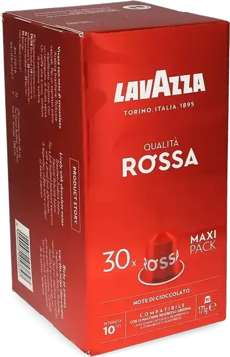 Capsule de Cafea Lavazza Qualita Rossa pentru Aparate Nespresso Original, Blend Arabica si Robusta Prăjire Medie, Intensitate 10/13, Aluminiu, Italia