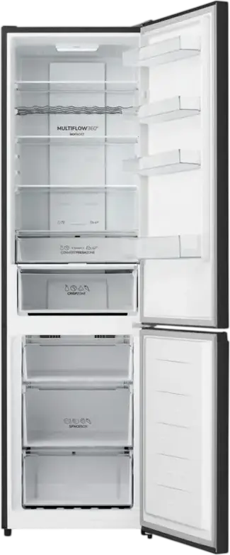 Frigider Congelator Gorenje NRK620EABK4 G600 Incorporabil cu Congelator Jos, AdvancedNoFrost, Volum Total 336L, Culoare: Negru, Display LED, 200.4x59.5x59 cm