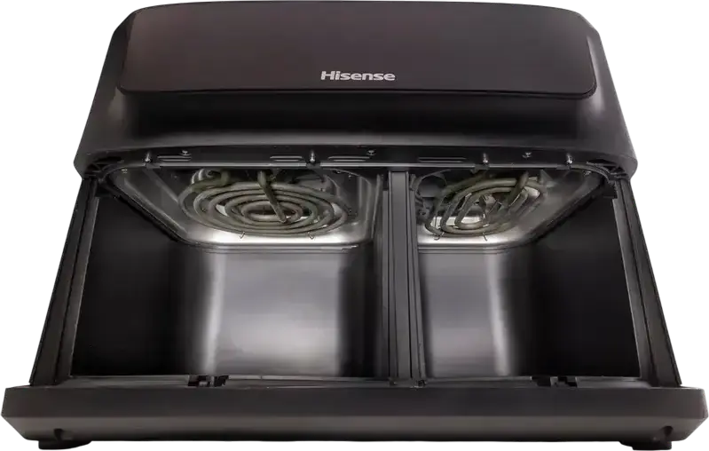 Hisense HAF2700DCD Double Basket Air Fryer, 11L Capacity, 2700W, SyncServe Mode, 8 Preset Programs, Non-stick Baskets, Touch Screen Display, Black