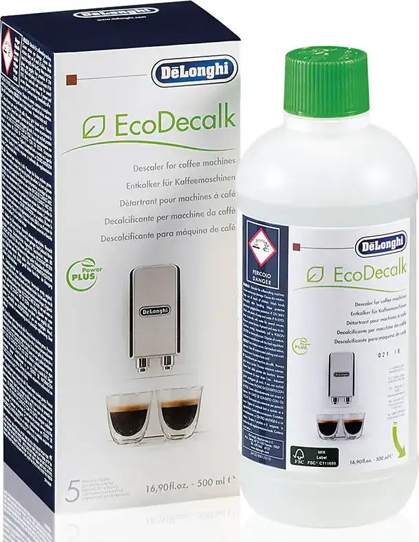 DeLonghi EcoDecalk Biodegradable Descaling Agent for Coffee and Espresso Machines, Plant-Based Lactic Acid Limescale Remover, 500ml