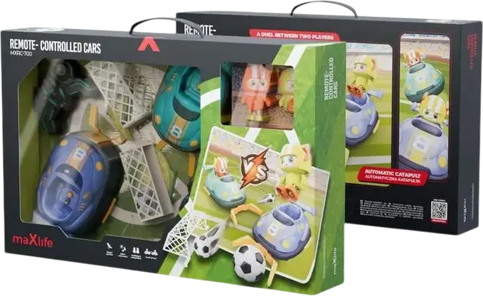 Maxlife MXRC-700 Bumper Soccer RC Car Set with 2 Remote Control Cars, Figures, Goals and Ball, Collision Resistant Design, Light and Sound Effects