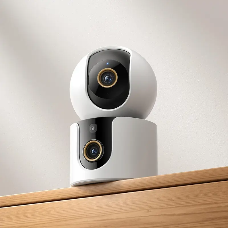 Xiaomi Smart Camera C500 Dual Indoor Security Camera, 2.5K 4MP Dual Lens Fixed & PTZ Telephoto, Wi-Fi 6, AI Human/Pet Tracking, Night Vision, White