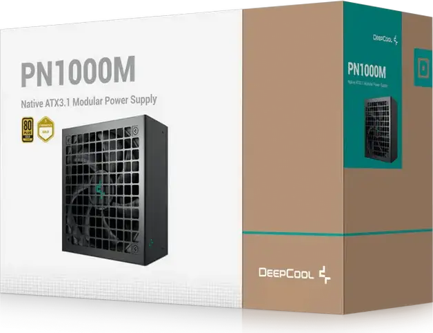 Блок питания Deepcool PN1000M 1000Вт, 80 Plus Gold, Полностью модульный, ATX 3.1, PCIe 5.1, Поддержка GPU 12V-2x6, FDB вентилятор, Японские конденсаторы, Черный