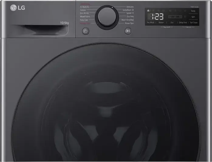 LG F4DR510S2M Washer Dryer 10kg Wash 6kg Dry, AI DD, Steam, TurboWash 360, Front Load Free-standing Washing Machine, 1400 rpm, Grey
