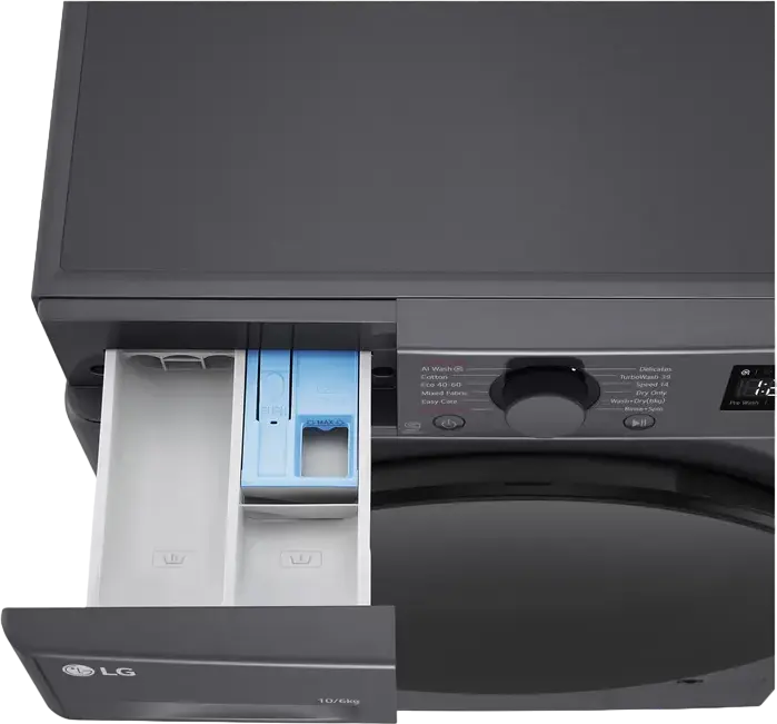 LG F4DR510S2M Washer Dryer 10kg Wash 6kg Dry, AI DD, Steam, TurboWash 360, Front Load Free-standing Washing Machine, 1400 rpm, Grey