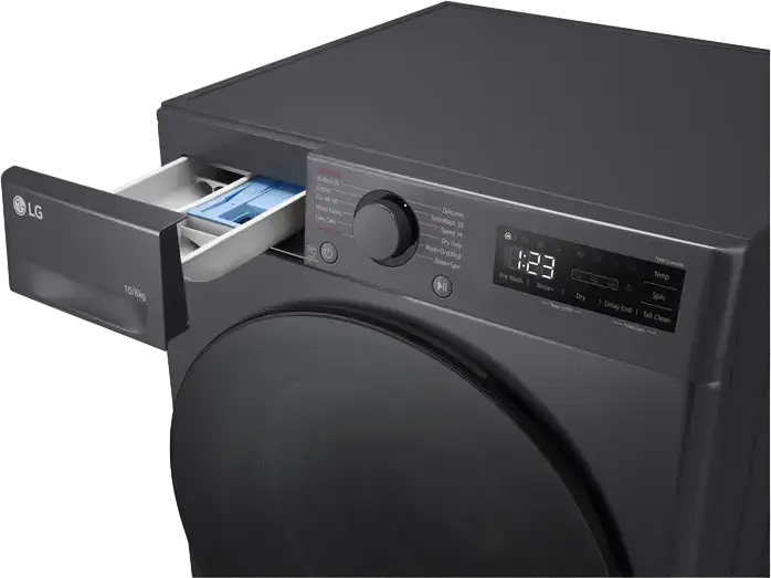 LG F4DR510S2M Washer Dryer 10kg Wash 6kg Dry, AI DD, Steam, TurboWash 360, Front Load Free-standing Washing Machine, 1400 rpm, Grey