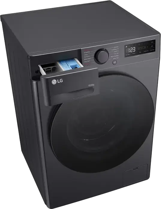 LG F4DR510S2M Washer Dryer 10kg Wash 6kg Dry, AI DD, Steam, TurboWash 360, Front Load Free-standing Washing Machine, 1400 rpm, Grey