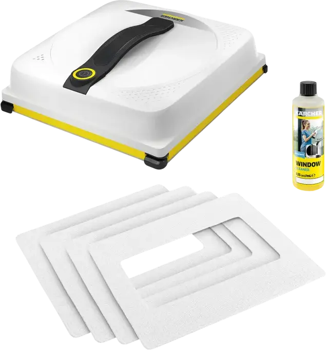 Karcher RCW 4 Extra Window Cleaning Robot, White, Automatic Microfibre Wiping with 6 Spray Nozzles, 5000 Pa Max Suction, Remote Control, for Glass and Mirrors