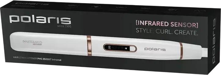 Polaris PHS 2022KT InfraRed Hair Straightener, 150-230°C Temperature Control, LED Digital Display, Ionization, Rapid Heating, 25x100mm Plates