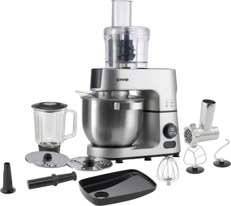 Gorenje MMC1500SCX Kitchen Machine, 1500W, 7L Stainless Steel Bowl, LED Display, Full Metal Gear, with Blender, Meat Grinder and Food Processor
