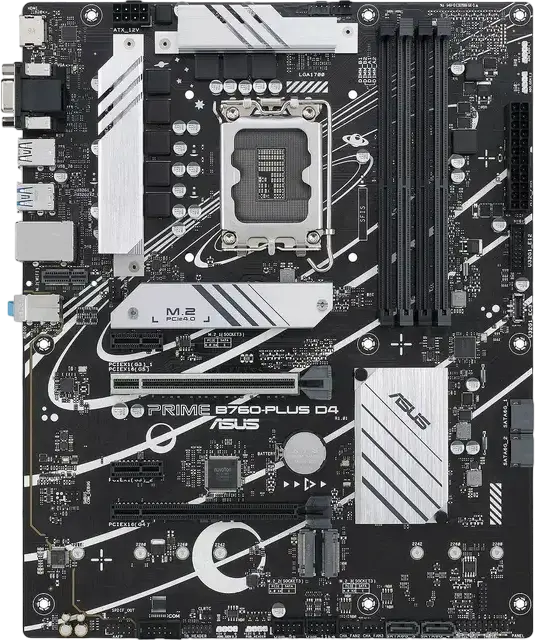 ASUS PRIME B760-PLUS ATX Motherboard LGA1700 Intel B760 DDR4 up to 192GB 7200MHz PCIe 5.0 3x M.2 PCIe 4.0 2.5Gb Ethernet USB 3.2 Gen 2x2 Type-C