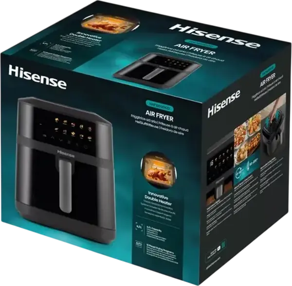 Hisense HAF1800DCD Air Fryer, 6.3L Capacity, 1800W Double Heating Technology, Touchscreen Display, Viewing Window, Non-stick Basket, Black