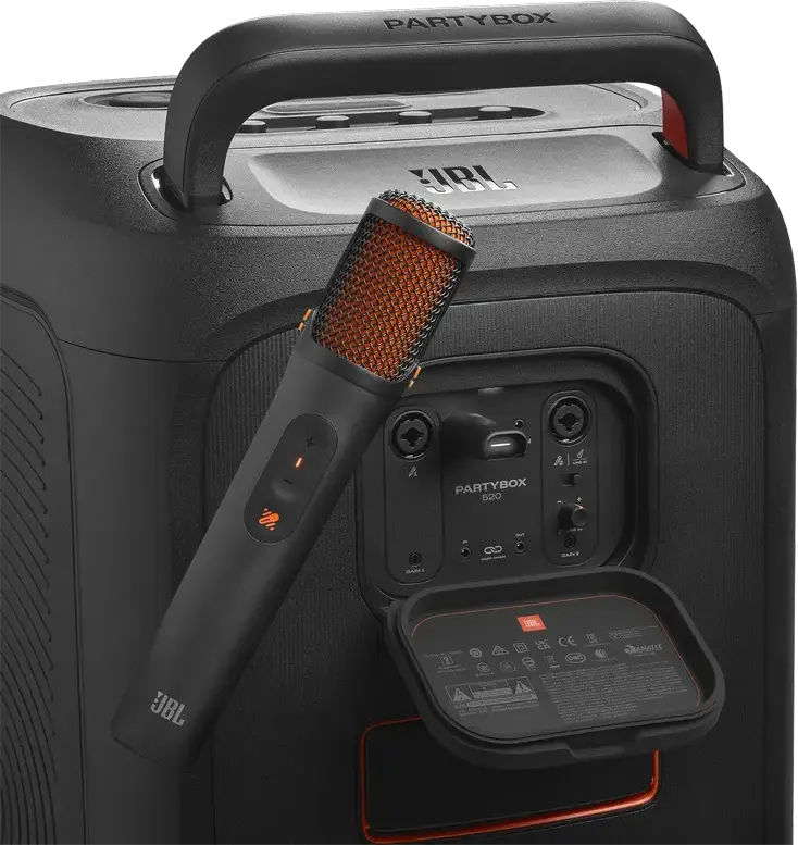 Microfon Karaoke Wireless JBL EasySing, Conectivitate 2.4 GHz, Eliminare Vocale AI, Baterie 10 Ore, Incarcare USB-C, Negru