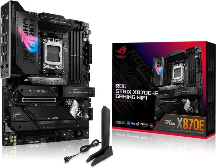 Материнская плата ASUS ROG STRIX X870E-E GAMING WIFI AM5 ATX AMD X870E DDR5 8400+ MT/s PCIe 5.0 WiFi 7 Bluetooth 5.4 USB4 Ethernet Realtek 5Gb