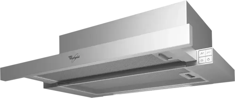 Whirlpool AKR 749/1 IX Telescopic Built-in Range Hood, Stainless Steel, 59.8 cm, 304 m3/h Extraction Power, 3 Speed Levels, Halogen Lighting