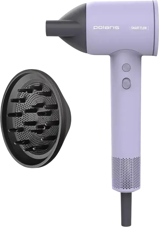 Fön Polaris PHD1120 Profesional 1600W cu Ionizare Quattro Ionic 4D, Motor Brushless 115000 rpm, Difuzor si Concentrator, Culoare Liliac