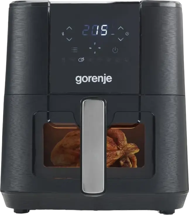 Gorenje AF1350DWB Air Fryer, 5.4L Non-stick Bowl, 1350W, Digital Touch Control with Viewing Window and 8 Pre-set Programs, Black