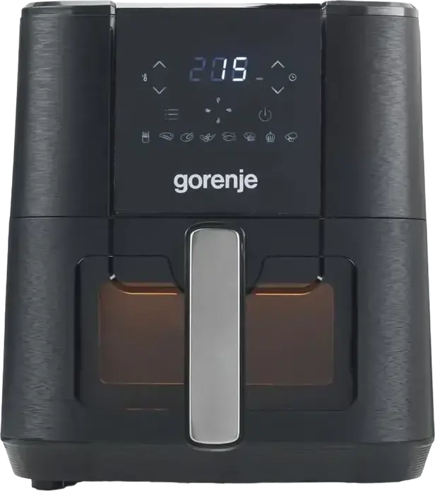 Gorenje AF1350DWB Air Fryer, 5.4L Non-stick Bowl, 1350W, Digital Touch Control with Viewing Window and 8 Pre-set Programs, Black