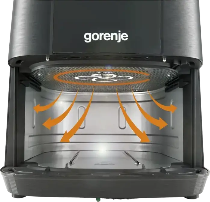 Gorenje AF1350DWB Air Fryer, 5.4L Non-stick Bowl, 1350W, Digital Touch Control with Viewing Window and 8 Pre-set Programs, Black
