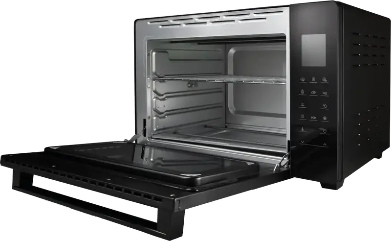 Hisense HOM45D Electric Mini Oven, 45L Capacity, 2000W, Convection, Grill, Defrost, LED Digital Touch Control, Black