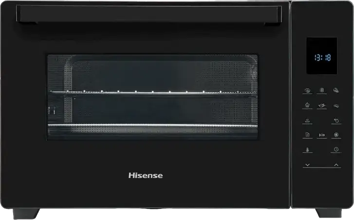 Hisense HOM45D Electric Mini Oven, 45L Capacity, 2000W, Convection, Grill, Defrost, LED Digital Touch Control, Black