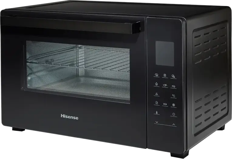 Hisense HOM45D Electric Mini Oven, 45L Capacity, 2000W, Convection, Grill, Defrost, LED Digital Touch Control, Black