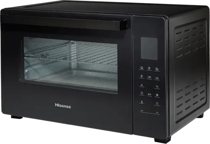 Hisense HOM45D Electric Mini Oven, 45L Capacity, 2000W, Convection, Grill, Defrost, LED Digital Touch Control, Black