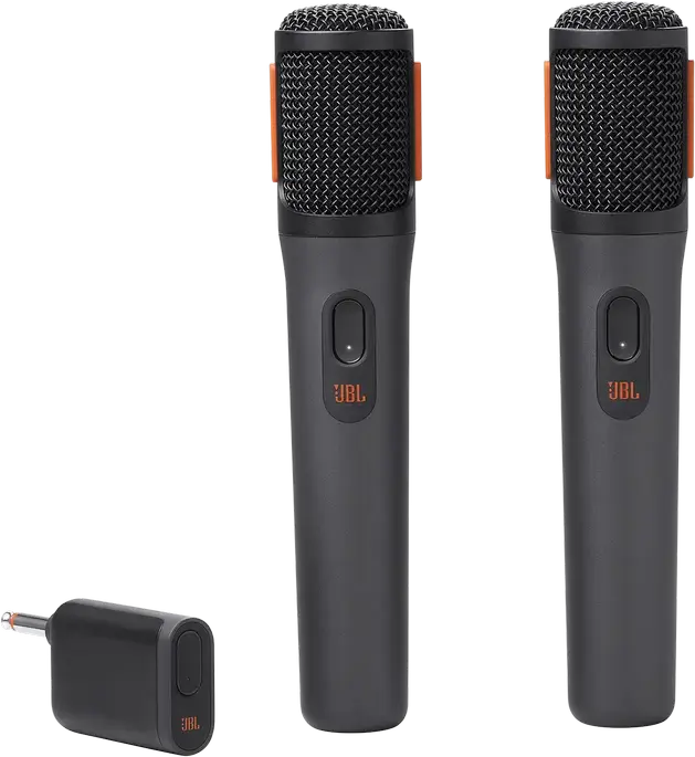 Microfoane Wireless JBL PartyBox, Set Microfoane Vocale Dinamice Cardioide, Wireless 2.4 GHz, Raza 30m, Baterie 20h, Incarcare USB-C, Negru