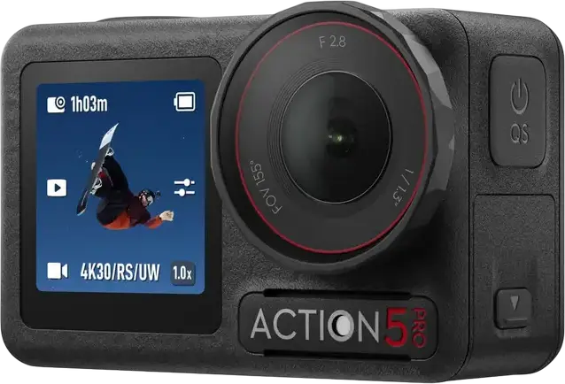 DJI Osmo Action 5 Pro Adventure Combo Action Camera, 4K 120fps, 1/1.3-inch CMOS Sensor, RockSteady 3.0, 64GB Internal Storage, IP68 Waterproof 20m, Black