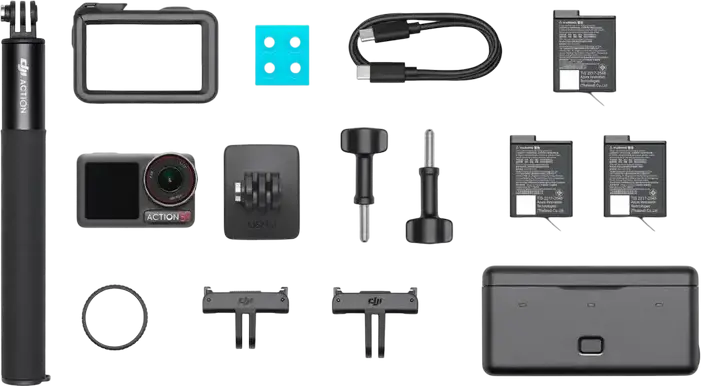 DJI Osmo Action 5 Pro Adventure Combo Action Camera, 4K 120fps, 1/1.3-inch CMOS Sensor, RockSteady 3.0, 64GB Internal Storage, IP68 Waterproof 20m, Black