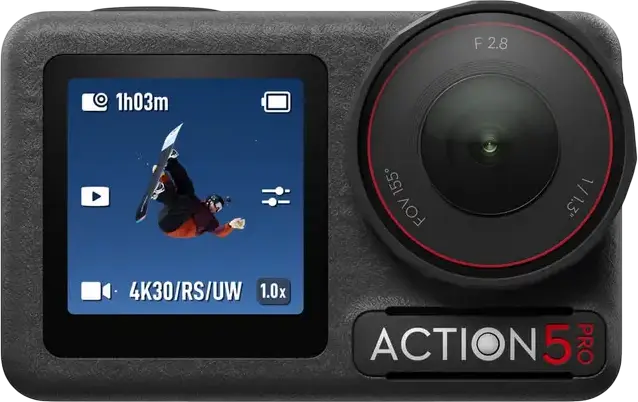 DJI Osmo Action 5 Pro Adventure Combo Action Camera, 4K 120fps, 1/1.3-inch CMOS Sensor, RockSteady 3.0, 64GB Internal Storage, IP68 Waterproof 20m, Black
