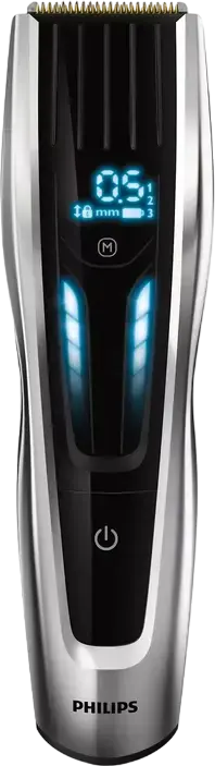 Tundeta de par Philips Series 9000 HC9450/15, Lame din Titan Autoascutite, Senzor PowerAdapt, 400 Setari Lungime 0.5-42mm, Baterie Li-Ion, Negru/Argintiu