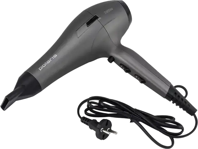 Fön Polaris PHD 2600AC Profesional 2600W, Grafit, cu Ionizare, 4 Setări de Temperatură, 2 Moduri de Flux de Aer, Aer Rece, Difuzor și Concentrator