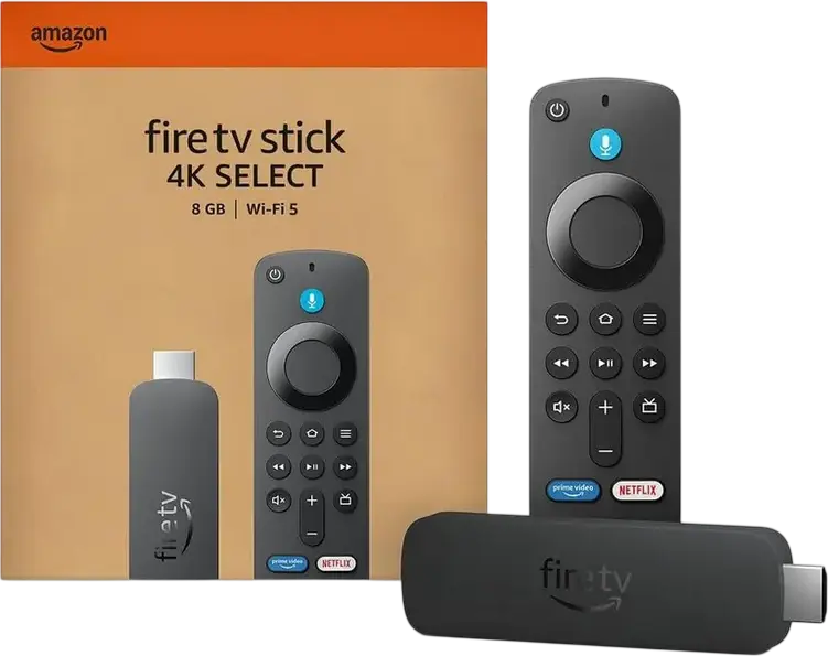 Amazon Fire TV Stick 4K Select (2025) Streaming Media Player, Ultra-HD 4K, HDR10+, 8GB Storage, Wi-Fi 5, Alexa Voice Remote, Black