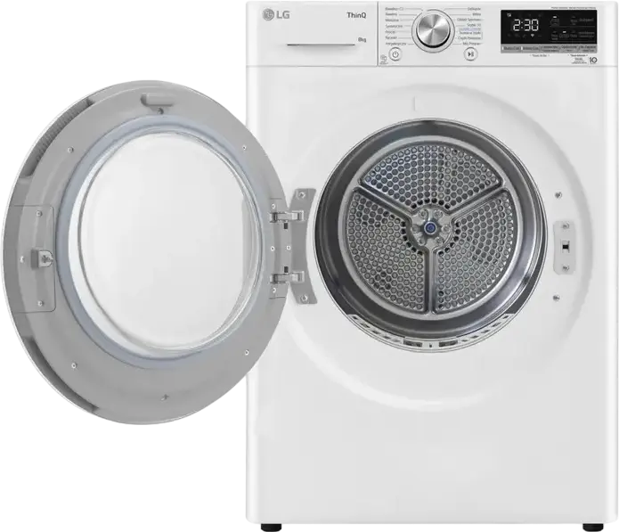 LG RH80V9AV3N Masina de Uscat Rufe cu Pompa de Calora, Capacitate 8kg, Clasa Energetica A+++, Alb cu Usa Neagra, Wi-Fi ThinQ, Condensator Auto-curatare