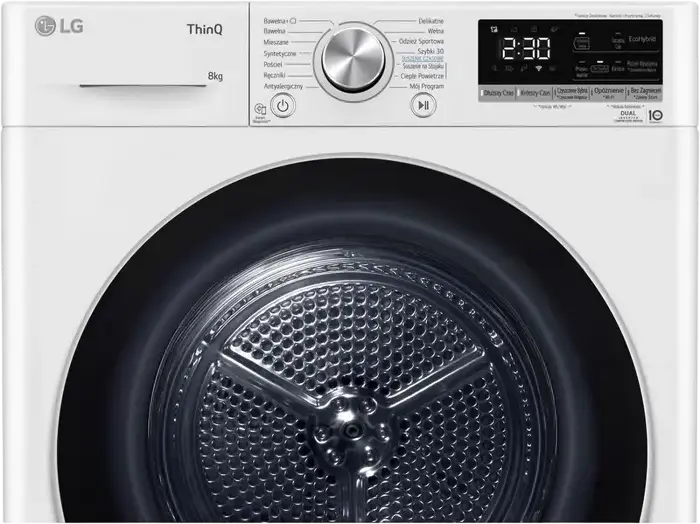 LG RH80V9AV3N Masina de Uscat Rufe cu Pompa de Calora, Capacitate 8kg, Clasa Energetica A+++, Alb cu Usa Neagra, Wi-Fi ThinQ, Condensator Auto-curatare