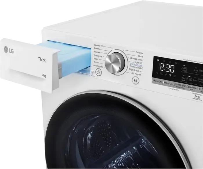LG RH80V9AV3N Masina de Uscat Rufe cu Pompa de Calora, Capacitate 8kg, Clasa Energetica A+++, Alb cu Usa Neagra, Wi-Fi ThinQ, Condensator Auto-curatare